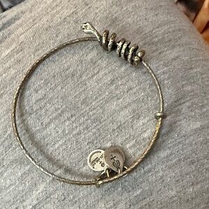 Silver Snake Charm Bangle Bracelet